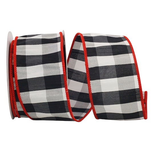 Reliant 2.5" x 10yd. Red Edged Grand Gingham Wired Ribbon